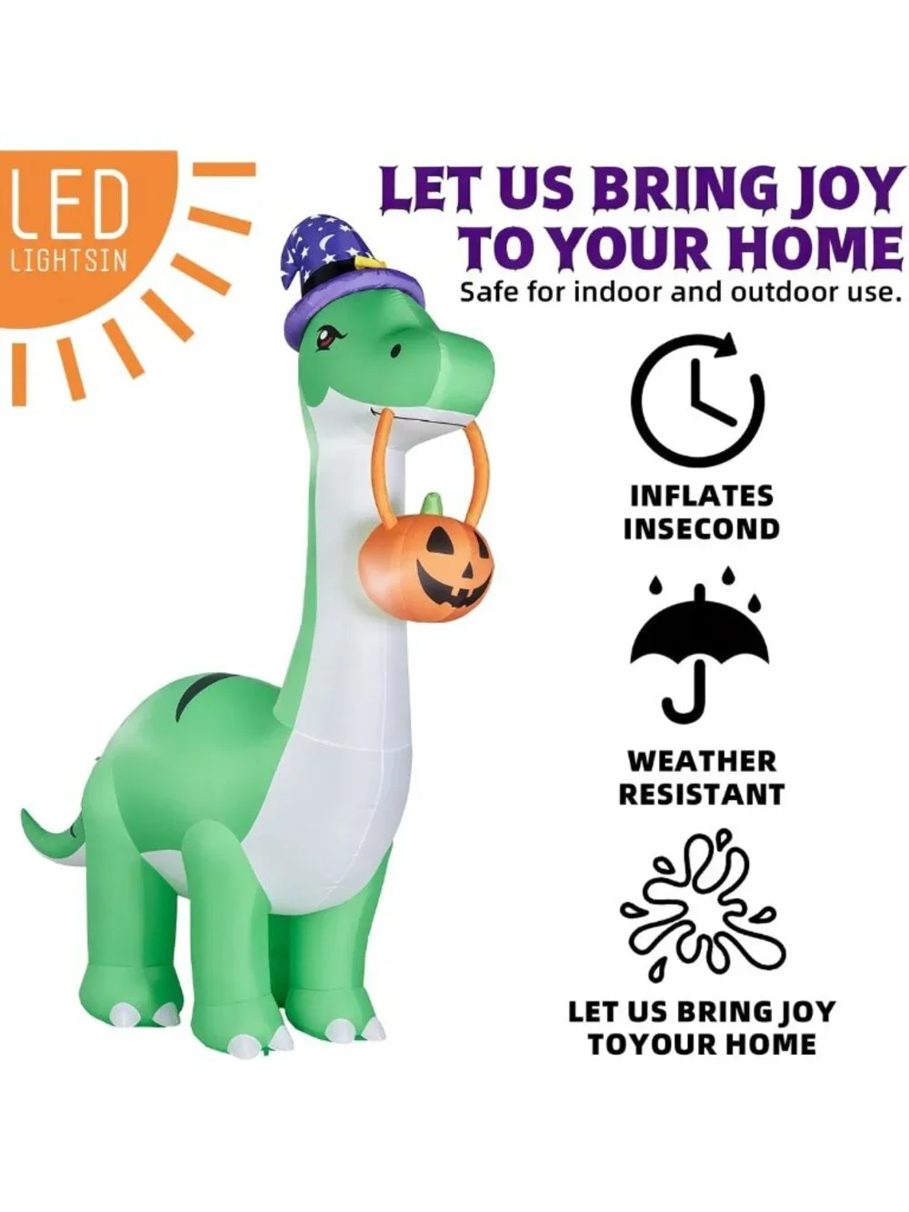 10FT Inflatable Dinosaur Halloween Decoration - Giant Outdoor Blow Up Decor